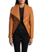 Lee Tan Brown Leather Blazer - Image 5