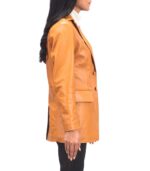 Women's Tan Brown Leather Blazer – Maja - Image 5