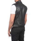 Sullivan Black Leather Biker Vest - Image 5