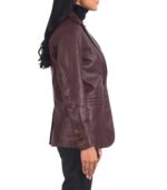 Norma Maroon Leather Blazer - Image 5