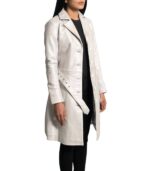 Moonlight Silver Leather Trench Coat - Image 5