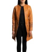 Women's Tan-Dyed Leather Coat – Aino - Image 5