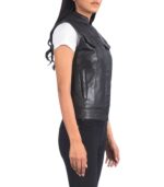 Women's Moto Black Leather Vest ? Sonja - Image 5