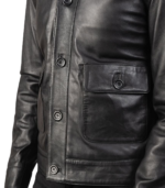 Men's Black Leather Field Bomber Jacket – Espen - Image 5