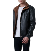 Alfred Black Leather Bomber Jacket - Image 4