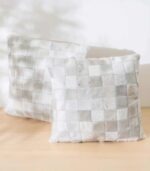 White Tricolor Cowhide Patchwork Pillow - Image 4