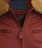 Mens Camel Brown Bomber Leather Jacket - Image 5