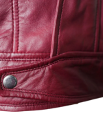 Jade Mens Maroon Zip-Up Bomber Leather Jacket - Image 5