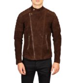 Faisor Mocha Suede Biker Jacket - Image 5