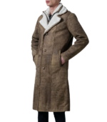 Cai Distressed Brown Leather Shearling Coat - Image 5