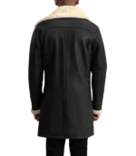 Charles Tumbled Black Leather Shearling Double-Breasted Coat - Image 4