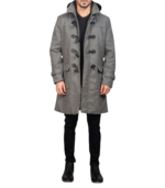 Drake Grey Wool Hooded Duffle Coat