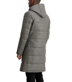 Men's Grey Hooded Leather Puffer Coat – Torger - Image 5