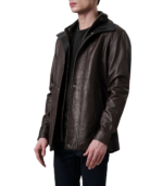 Connor Maroon Leather Coat - Image 5