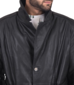 Daniel Black Leather Trench Coat - Image 5