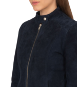 Kelsee Navy Blue Suede Biker Jacket - Image 5