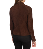 Kelsee Mocha Suede Biker Jacket - Image 5