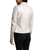 Ice Maiden Silver Quilted Leather Biker Jacket - Image 5