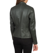 Kelsee Green Leather Biker Jacket - Image 5