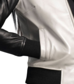 Cole Silver Leather Bomber Jacket - Image 5