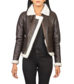 Sherilyn B-3 Brown Leather Bomber Jacket - Image 5