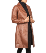 Alexis Brown Single Breasted Leather Coat - Image 5