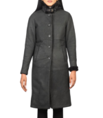 Alina Shearling Black Leather Coat - Image 5