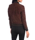 Avery Brown Suede Bomber Jacket - Image 5