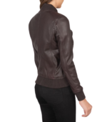 Avery Maroon Leather Bomber Jacket - Image 5
