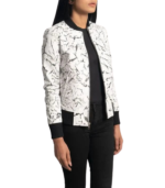 Women's White Leather Bomber Jacket – Maren - Image 5