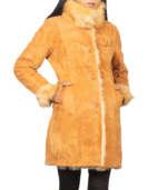 Erica Shearling Beige Leather Coat - Image 5