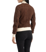 Sasha A1 Mocha Suede Bomber Jacket - Image 5