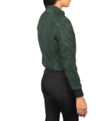 Women's Green Suede Bomber Jacket – Yrsa - Image 5