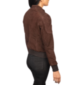 Zenna Mocha Suede Bomber Jacket - Image 5