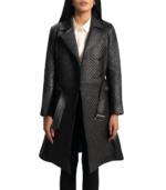 Harper Susan Black Leather Trench Coat - Image 3