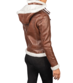 Fiona Brown Hooded Shearling Leather Jacket - Image 5