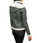 Fiona Green Hooded Shearling Leather Jacket - Image 5