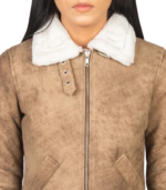 Sherilyn B-3 Distressed Brown Leather Bomber Jacket - Image 5