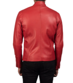Ionic Red Leather Biker Jacket - Image 5