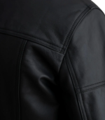 Lavendard Matte Black Leather Biker Jacket - Image 5