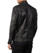 Mack Black Leather Biker Jacket - Image 5