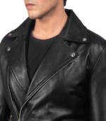 Noah Black Leather Biker Jacket - Image 5