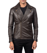 Noah Brown Leather Biker Jacket - Image 5