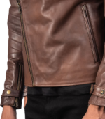 Raiden Brown Leather Biker Jacket - Image 5
