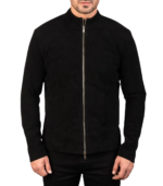 Charcoal Black Suede Biker Jacket - Image 5