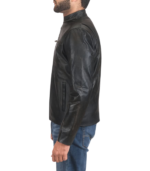 Rustic Black Leather Biker Jacket - Image 5