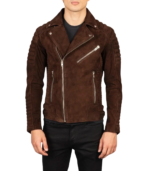 Armand Mocha Suede Biker Jacket - Image 5