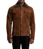 Dallis Brown Suede Shearling Trucker Jacket - Image 5