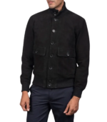 Eaton Black Suede Bomber Jacket - Image 5