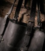 Genuine Black leather Firewood Holder - Image 5